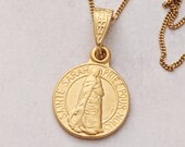 Necklace - Tiny Sainte Sarah & Saintes Maries 14mm - 18K Gold Vermeil + 18 inch Italian 18K Gold Vermeil Chain