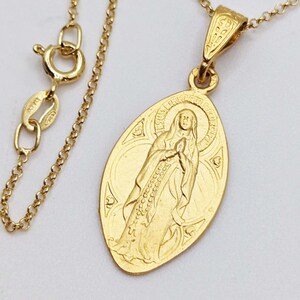 Necklace - Our Lady of the Rosary / Lourdes 16x28mm - 18K Gold Vermeil ...