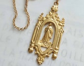 Necklace - Immaculate Conception 22x54mm- 18K Gold Vermeil + 18 inch 18K Gold Vermeil Chain