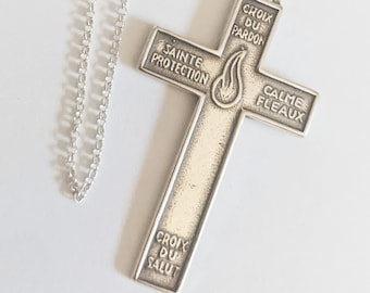 CROSS of FORGIVENESS 25x45MM Necklace - Sterling Silver + 18 Inch Italian Sterling Silver Chain