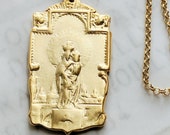 Necklace - Our Lady of the Pillar 24x43mm - 18K Gold Vermeil + 18 Inch Italian 18K Gold Vermeil Chain