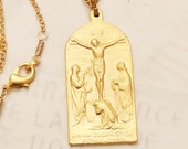 Necklace - Union Eucaristica Reparadora 21x43mm - 18K Gold Vermeil + 18 Inch 22K Gold Vermeil Chain