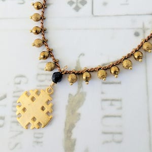 Bracelet - Jerusalem Cross & Sapphire Bracelet - 18K Gold Vermeil