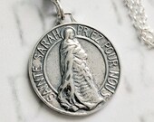 Necklace - Sainte Sarah & Saintes Maries Sterling Silver - 23mm + 18 inch Italian Sterling Silver Chain