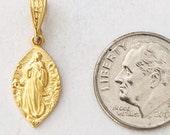 Tiny Mary Magdalene Carried by Angels 10x17mm, 18K Gold Vermeil, Guardian Angels, Catholic Saint Medal