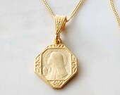 Necklace - Tiny Mary of Magdala w/ Alabaster Jar 13x17mm - 18K Gold Vermeil + 18 Inch Italian 18K Gold Vermeil Chain