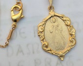 Necklace - Divine Mercy / Jesus I Trust In You! - 18K Gold Vermeil - 21x30mm + 18 inch 18K Gold Vermeil Chain