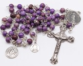 Rosary - Purple Jasper Our Lady of Guadalupe, Saintes-Maries, Sainte Sara and Mary of Magdala - Sterling Silver