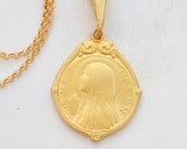 Necklace - Sta MAGD Ora PN 18x22mm - 18K Gold Vermeil + 18 Inch Italian 18K Gold Vermeil Chain