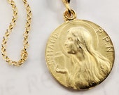 Necklace - Mary of Magdala w/ Alabaster Jar 25mm - 18K Gold Vermeil + 18 inch Italian 18K Gold Vermeil Chain