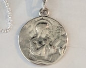 Necklace - Mary Magdalene / La Madeleine 18.5mm - Sterling Silver - 18 Inch Italian Sterling Silver Chain