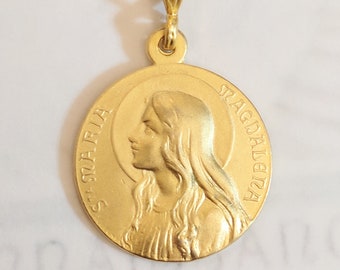 Medal - Sta Maria Magdalena 24mm - 18K Gold Vermeil