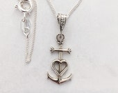 Camargue Cross Pendant Necklace, Sterling Silver, Anchor Cross Pendant, Saintes Maries, Spiritual, Faith Cross Necklace - 10x20mm