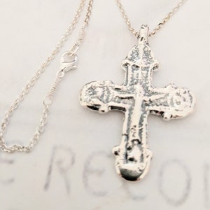 Necklace - Rare Crusader Crucifix 35x49mm - Sterling Silver + 18 Inch Sterling Silver Chain