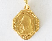 Necklace - Tiny Mary of Magdala w/ Alabaster Jar 13x17mm - 18K Gold Vermeil + 18 inch Italian 18K Gold Vermeil Chain
