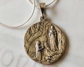 Necklace - Bernadette and Our Lady of Lourdes / St Joseph and Infant Jesus - Sterling Silver 31mm