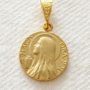 Medal - Mary of Magdala & Alabaster Jar 15mm - 18K Gold Vermeil