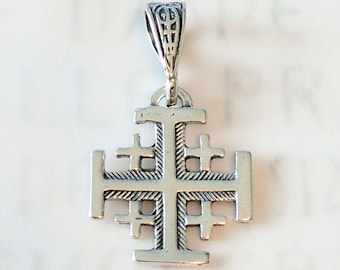 Cross - Jerusalem Cross 14x16mm - Sterling Silver
