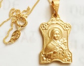 Necklace - Saint Thérèse 16x25mm - 18K Gold Vermeil + 18 inch Italian 18K Gold Vermeil Chain
