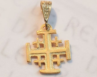 Cross - Jerusalem Cross  14x16mm - 18K Gold Vermeil