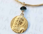 Bracelet - Sancta Maria Magdalena Bangle w/ Alabaster Jar London Blue Topaz - 18K Gold Vermeil