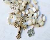 Rosary - Antique French Mother of Pearl Rosary French Silver & Mary of Magdala Sterling Silver