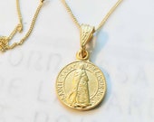 Necklace - Tiny Sainte Sarah & Saintes Maries 14mm - 18K Gold Vermeil + 18 inch Italian 18K Gold Vermeil Chain