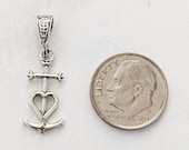 Camargue Cross Pendant, Sterling Silver, Anchor Cross Pendant, Magdalene Angel, Saintes Maries, Spiritual, Faith Cross Pendant - 10x20mm