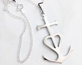 Camargue Cross Pendant Necklace, Sterling Silver, Anchor Cross Necklace, Saintes Maries, Spiritual, Faith Cross Necklace - 25x46mm