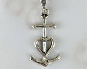 Camargue Cross Pendant, Sterling Silver, Anchor Cross Pendant, Magdalene Angel, Saintes Maries, Spiritual, Faith Cross Pendant - 14x26mm