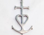 Camargue Cross Pendant, Sterling Silver, Anchor Cross Pendant, Magdalene Angel, Saintes Maries, Spiritual, Faith Cross Pendant - 25x46mm