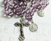 Rosary - Antique French Lavender Crystal - Sterling Silver Crucifix & Center + SS Mary of Magdala and Saintes-Maries