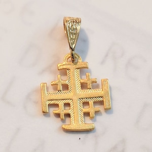 Cross - Jerusalem Cross  14x16mm - 18K Gold Vermeil
