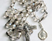 Rosary - Antique French Lead Crystal - Sterling Silver Crucifix & Center + Mary of Magdala