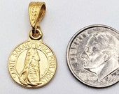 Tiny Saint Sarah & Saintes Maries Medal 14mm, 18K Gold Vermeil, Sara-la-Kâli Romani Saint Medal, Catholic, Saint Jewelry, Gypsy Saint