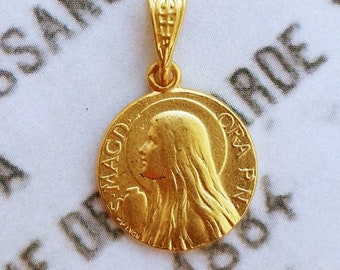 Medal - Mary of Magdala & Alabaster Jar 15mm - 18K Gold Vermeil