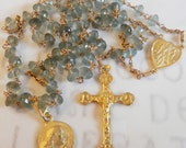 Rosary - Moss Agate Saint Mary Magdalene Agate Rosary with 18K Gold Vermeil Crucifix and Center