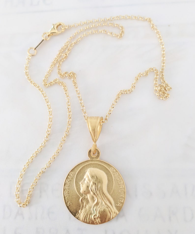 Necklace Sta Maria Magdalena 24mm 18K Gold Vermeil 18 Inch Italian 18K Gold Vermeil Chain image 3