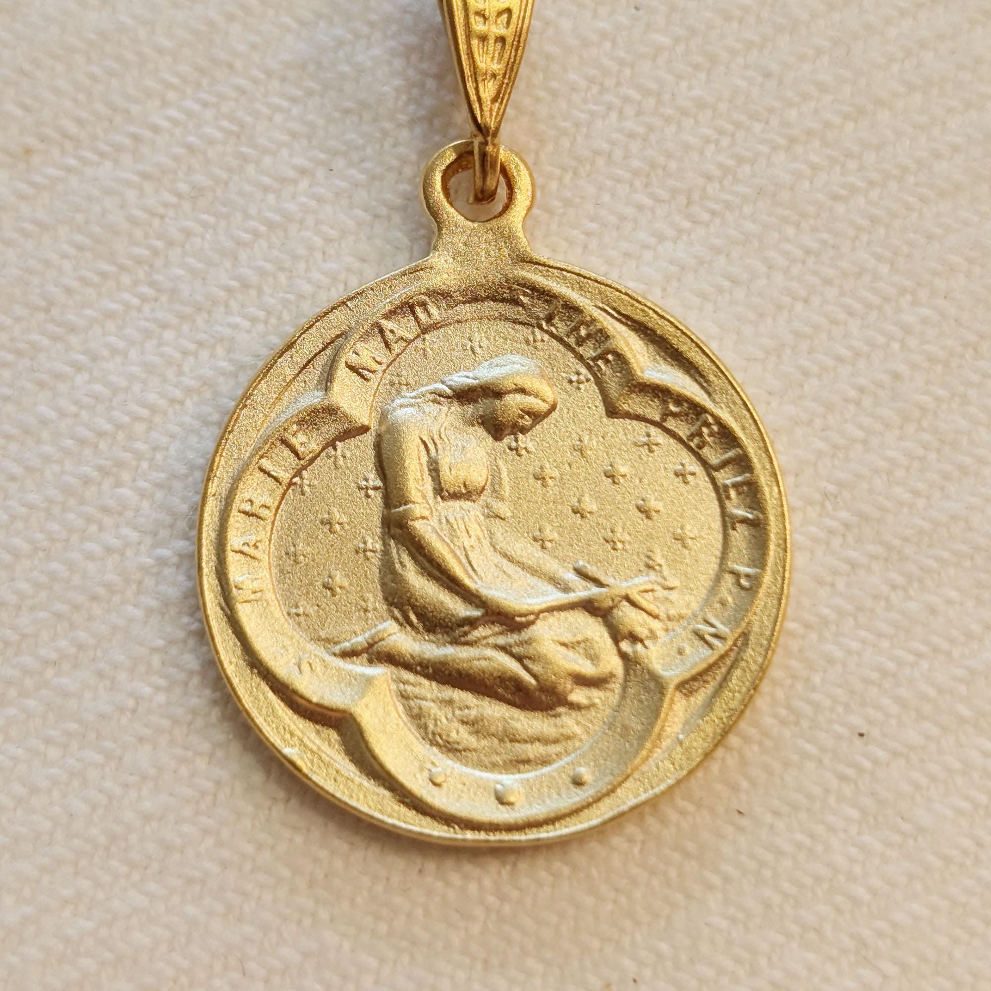 Medal - Marie Madeleine Priez PN 20mm - 18K Gold Vermeil