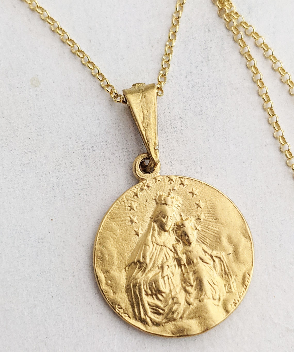 Necklace Our Lady of Mount Carmel / Sacred Heart of Jesus Etsy