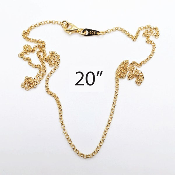 2mm Rolo Chain - 18K Gold Vermeil Italian - 20 Inches