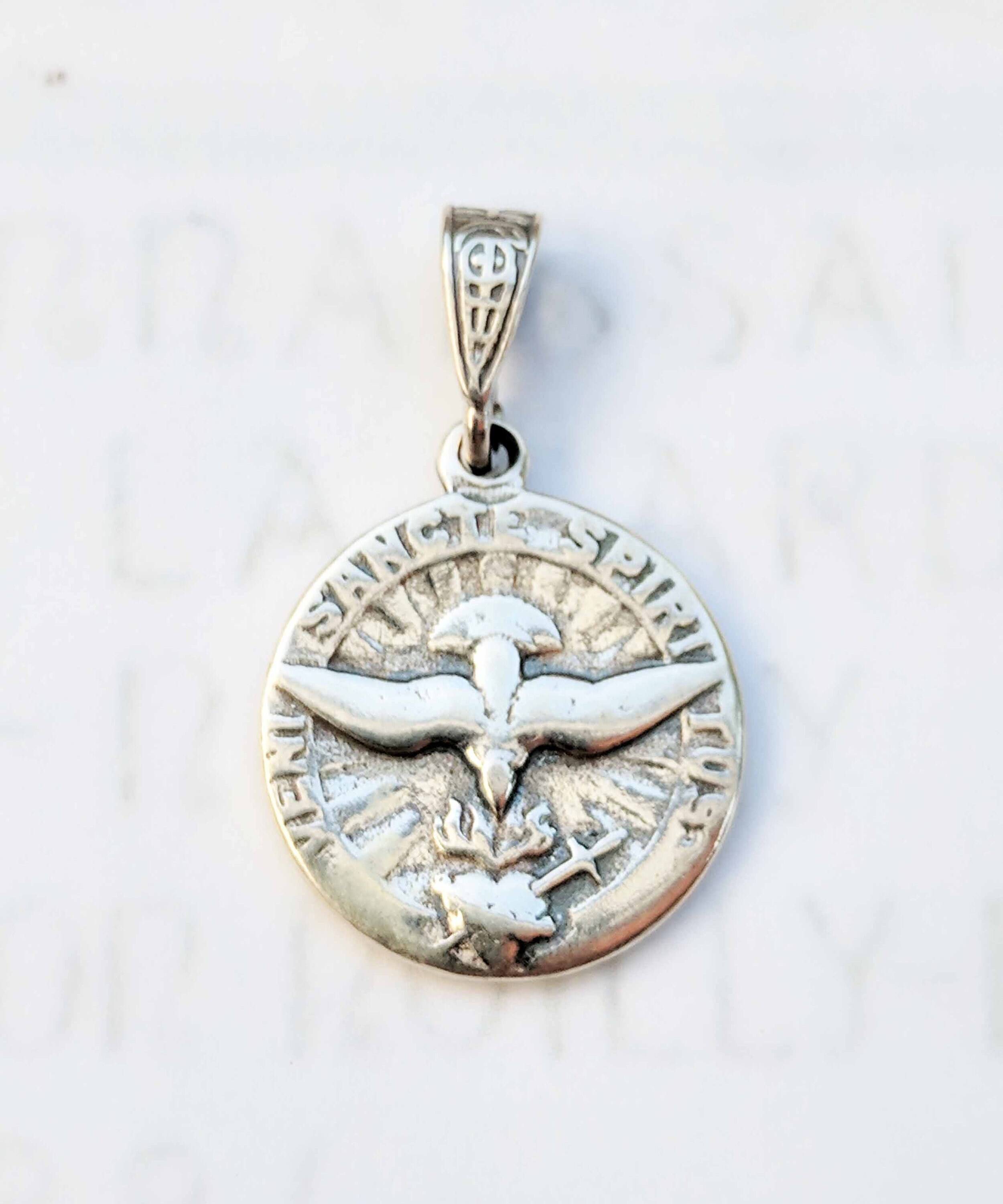 Medal Holy Spirit Sterling Silver 18mm - Etsy