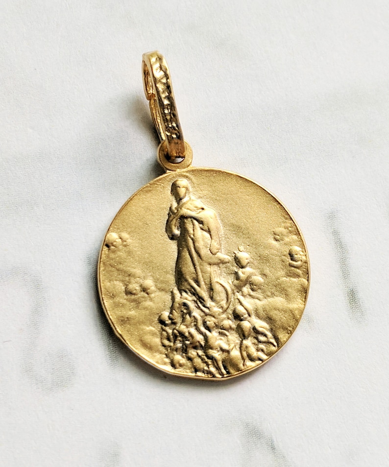 Medal  Mary Magdalene Carried by Angels 20mm  18K Gold image 5