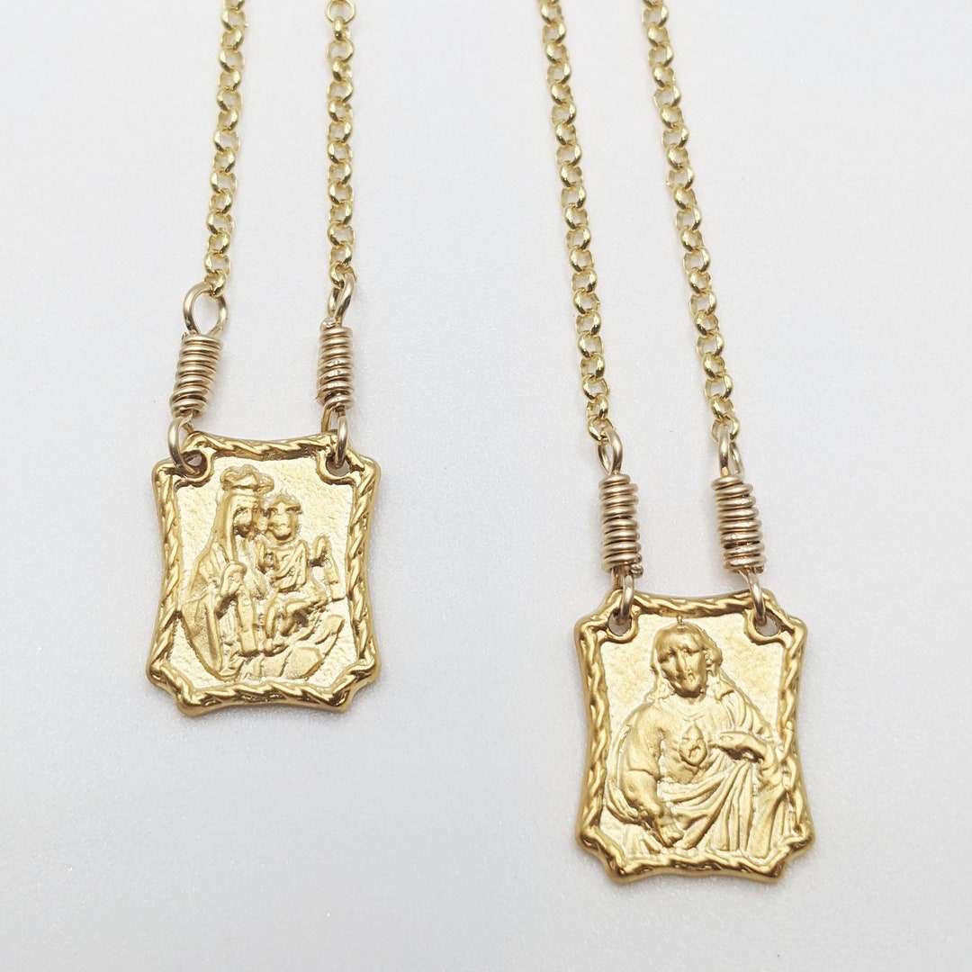 Scapular Necklace 14x18mm 18K Gold Vermeil 25 Inch Italian 18K Gold