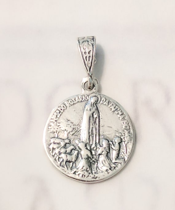Sterling Silver Antiqued Our Lady of Fatima Medal