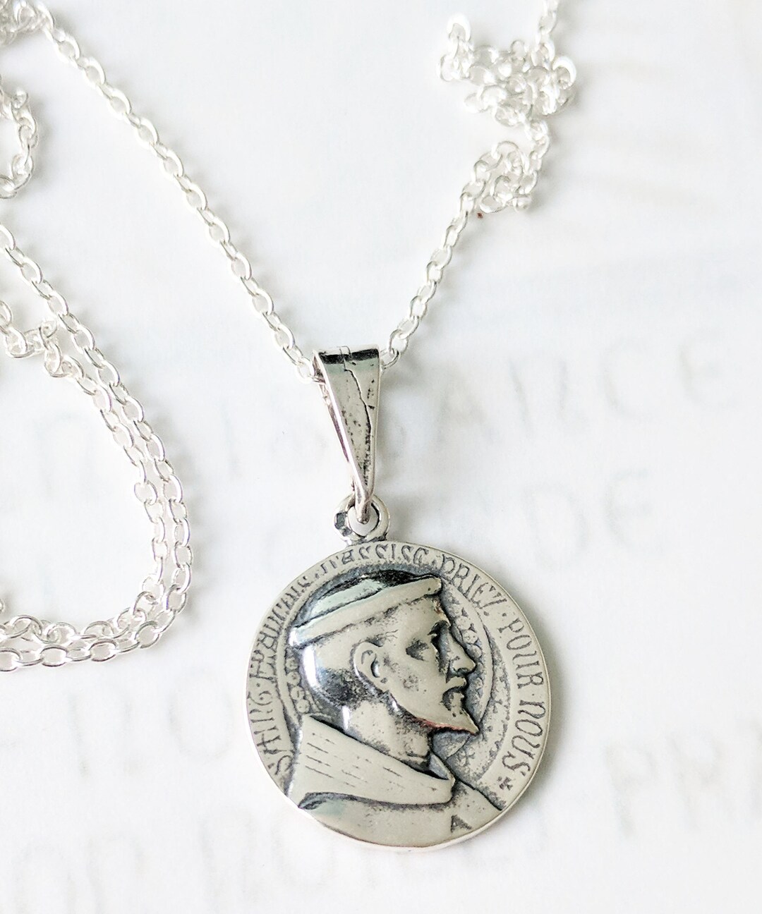 Necklace - St Francis of Assisi 18.5mm - Sterling Silver + 18 Inch ...