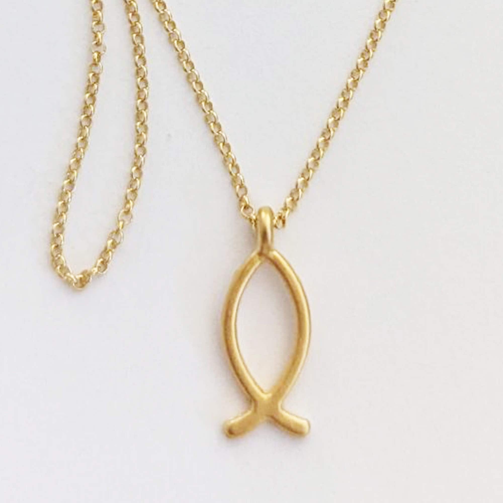 Christian fish necklace best sale gold
