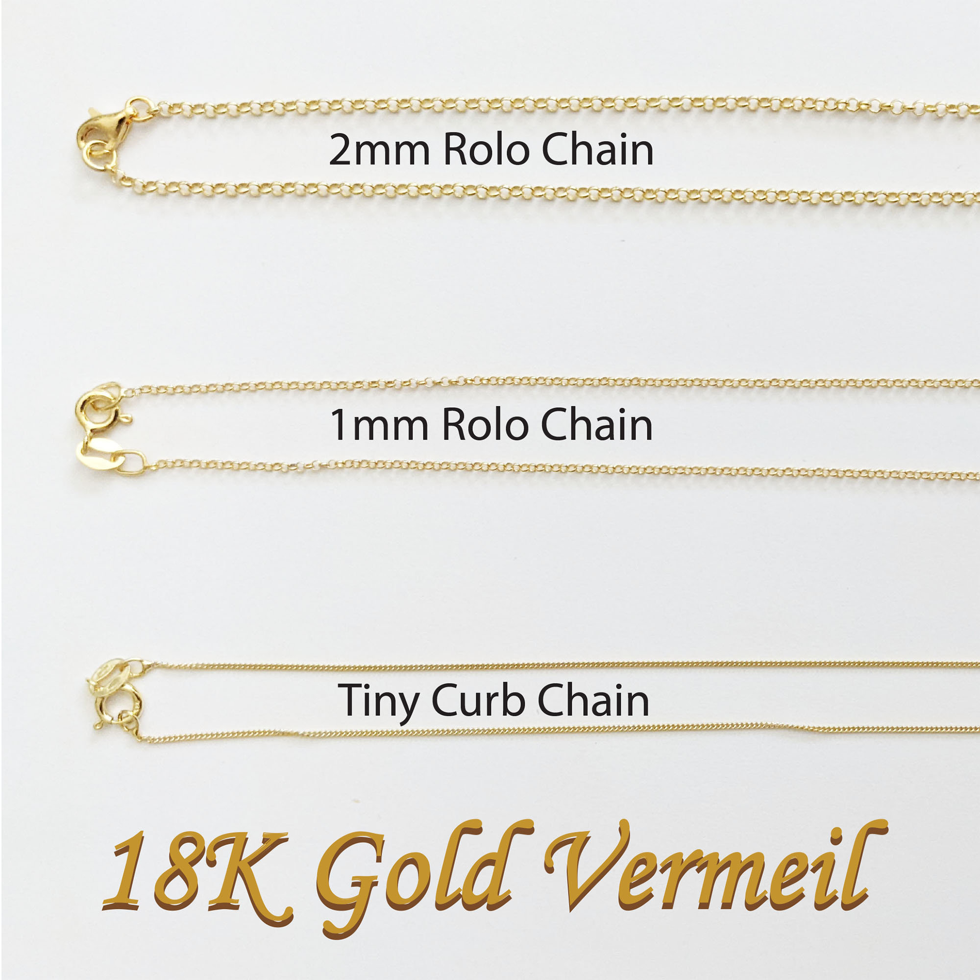 1mm Rolo Chain - 18K Gold Vermeil Italian - 18 Inches - Etsy