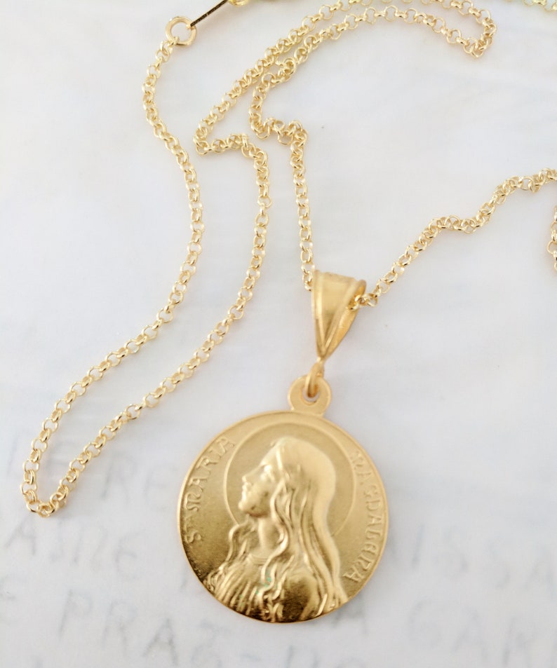 Necklace Sta Maria Magdalena 24mm 18K Gold Vermeil 18 Inch Italian 18K Gold Vermeil Chain image 4