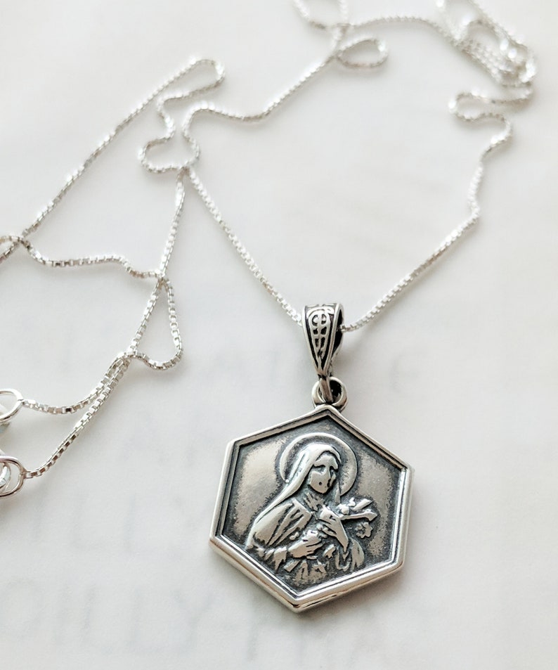 Necklace St Therese of Lisieux 17x23mm Sterling Silver Etsy